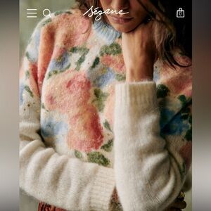 Sezane Mallory Sweater with Printed Flowers, size XXS